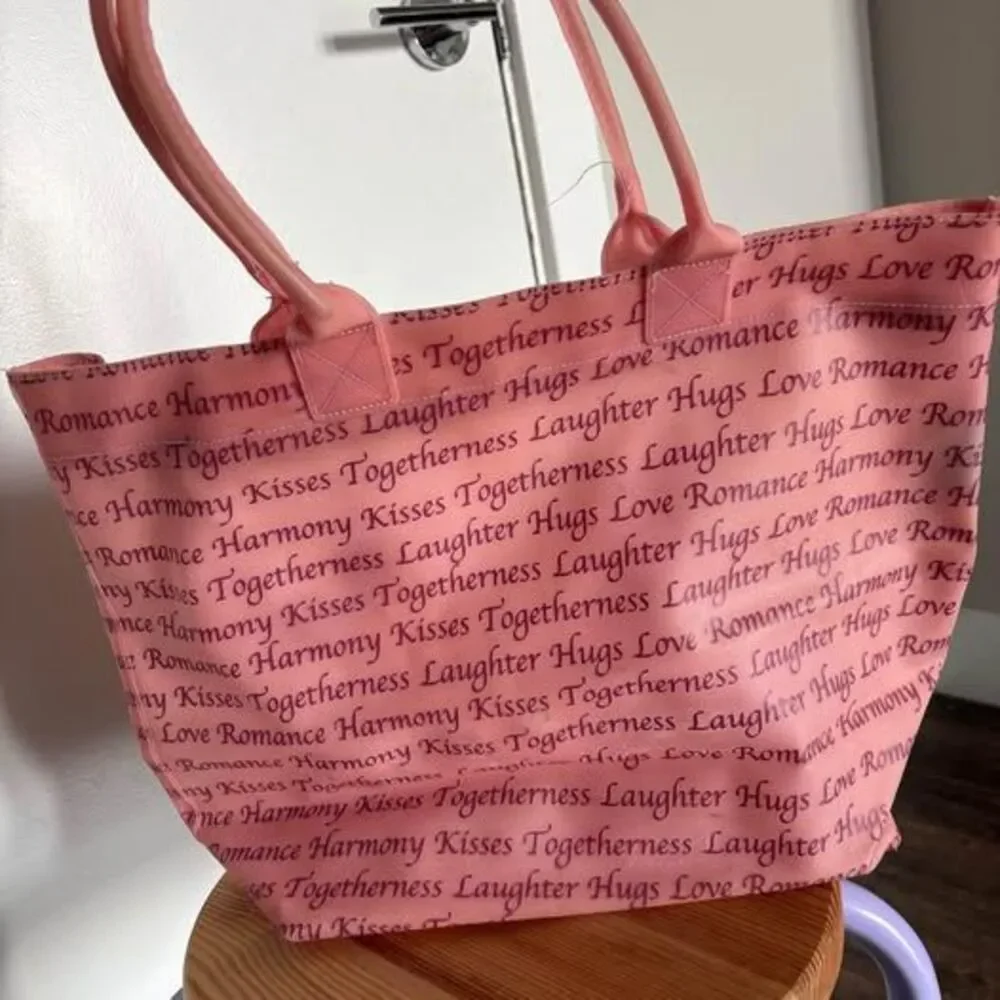 Pink disney tote bag with mickey and minnie mouse